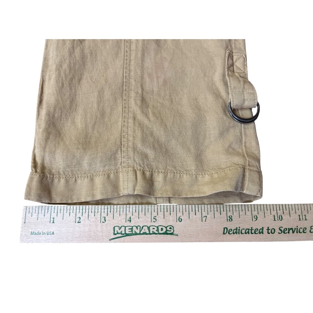 Nicole Miller Linen Blend Cropped Pants Womens L Tan Drawstring Used - Picture 12 of 16
